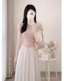 2024 new style Fashion high-end fairy temperament dress skirt pink two-piece suit for women summer